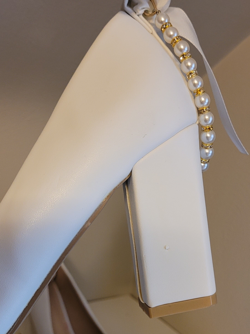 Bridal White Pearl-block Heel - Elegant Women’s - Picture 4 of 5